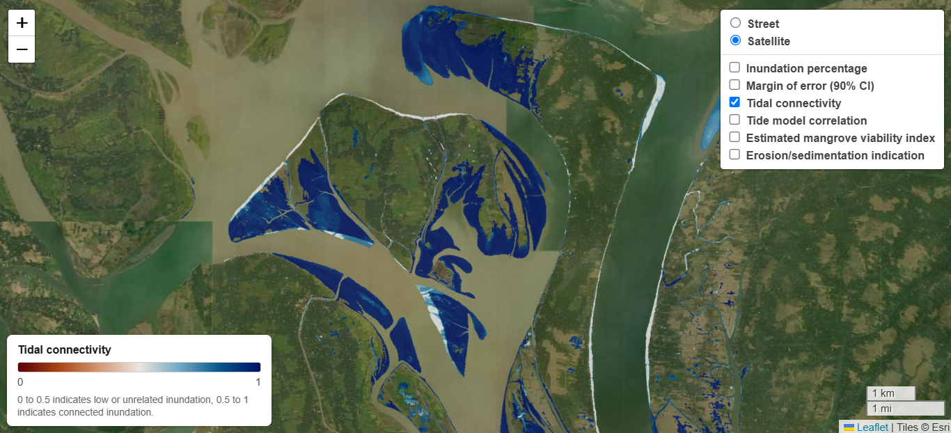 Tidal connectivity map